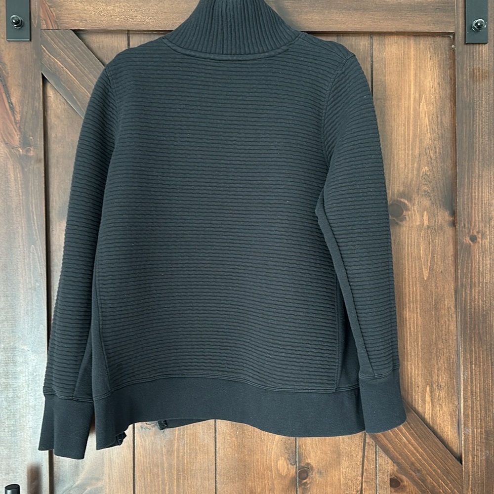 TWO Women's Ribbed Turtleneck Sweater - Black and White - thumb holes/side zip - Picture 4 of 9